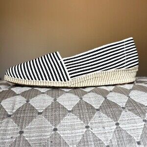 Castaner Cream & Black Striped Espadrille Wedge Slip On Shoes Size 9 fits like 8